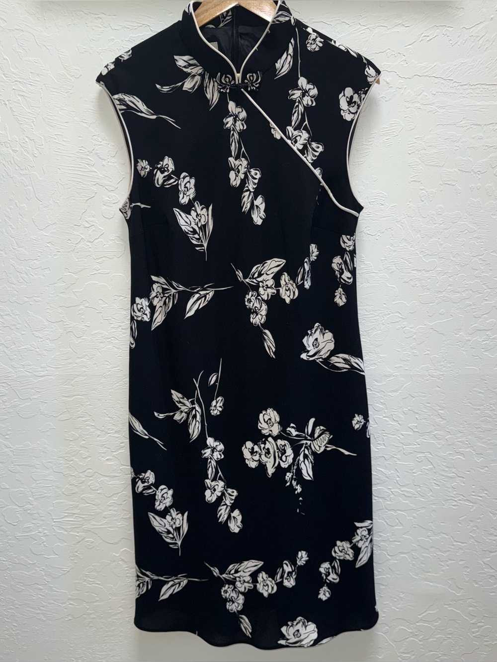 Vintage Style Cheongsam Floral Asian Style Sleeveless Red Midi Dress sz S-M